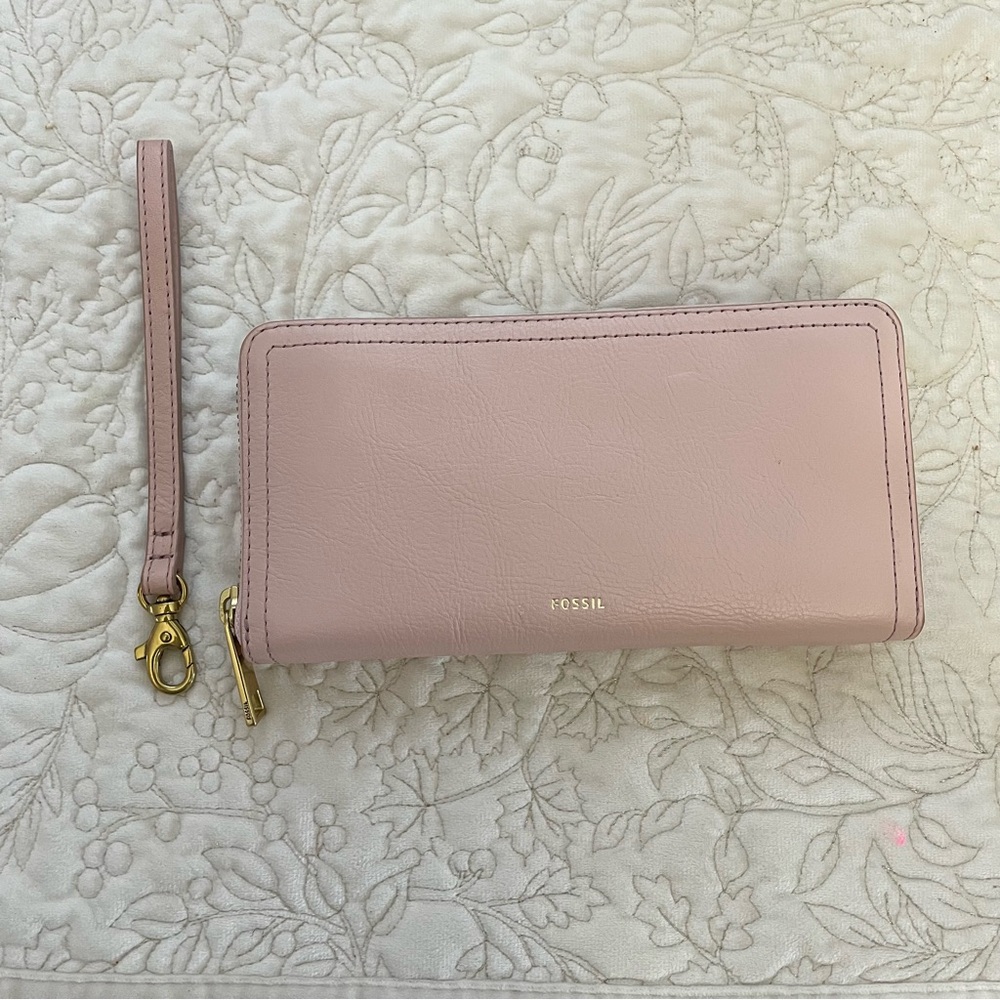 Fossil RFID Logan Zip Dusty Rose Women's Wallet